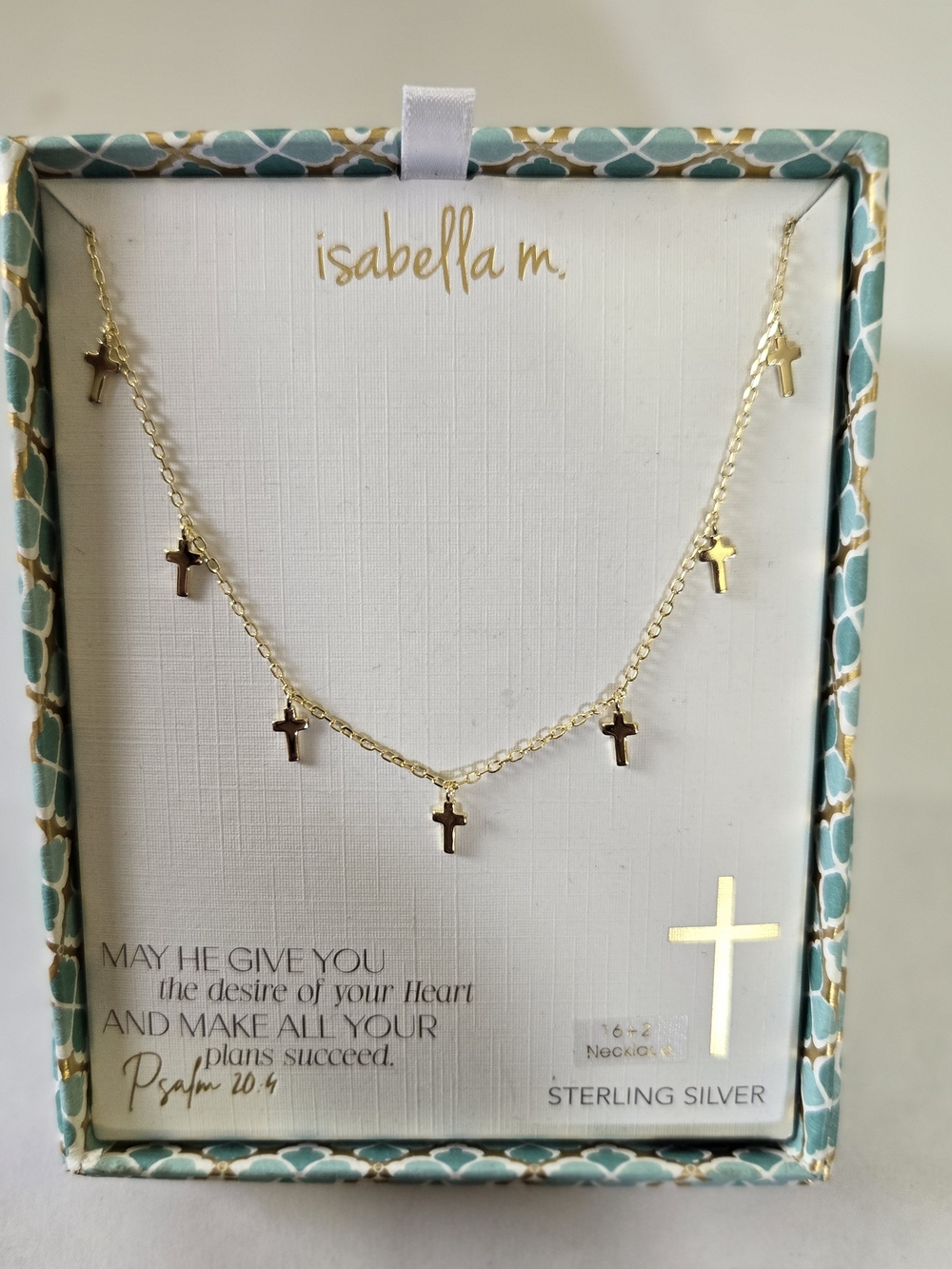 Isabella M. Gold Plated Over Sterling Silver Crosses Necklace